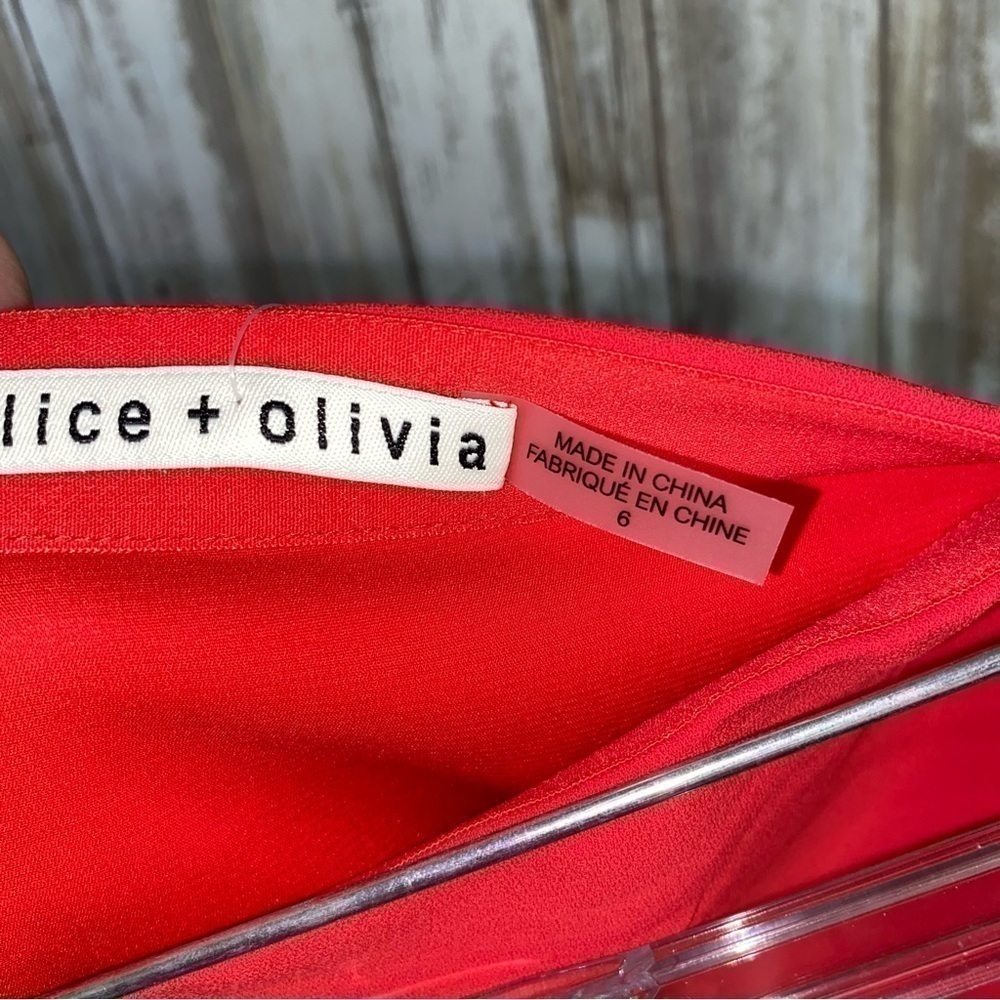 Alice + Olivia Bright Poppy Red Wrap Micro Mini Skirt Size 6 NWT Revolve - Picture 5 of 5